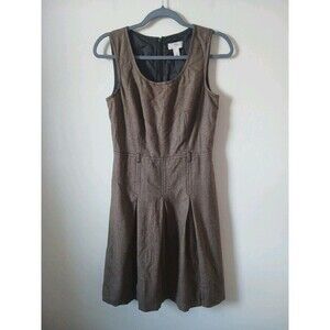 Ann Taylor Tweed A Line Wool Blend Brown Dress Lined Knee Length Size 2